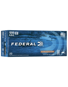 Munición metálica FEDERAL Power-Shok - 222 Rem. - 50 grains - SP - 222A