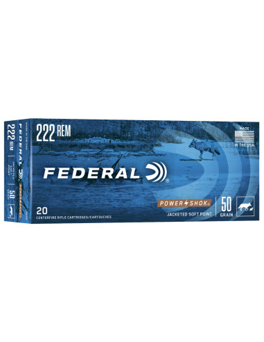 Munición metálica FEDERAL Power-Shok - 222 Rem. - 50 grains - SP - 222A