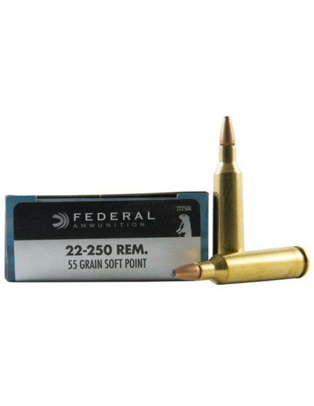 Munición metálica FEDERAL Power-Shok - 22-250 Rem. - 55 grains - SP - 22250A