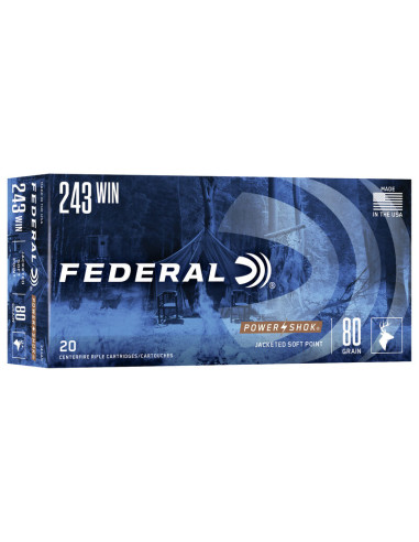 Munición metálica FEDERAL Power-Shok - 243 Win. - 80 grains - SP - 243AS