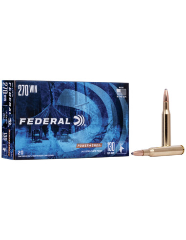 Munición metálica FEDERAL Power-Shok - 270 Win. - 130 grains - SP - 270A