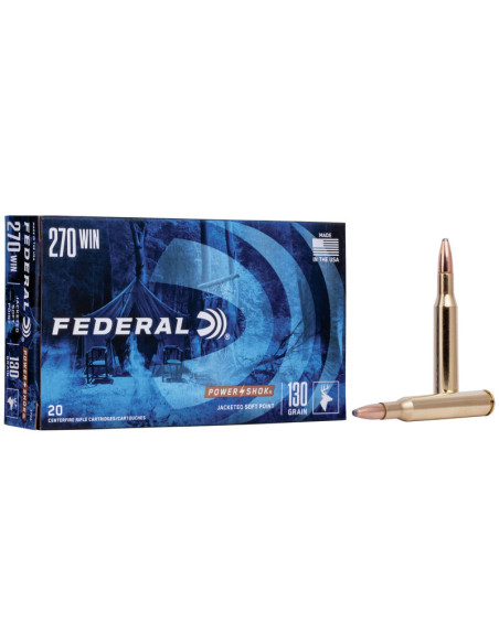 Munición metálica FEDERAL Power-Shok - 270 Win. - 130 grains - SP - 270A