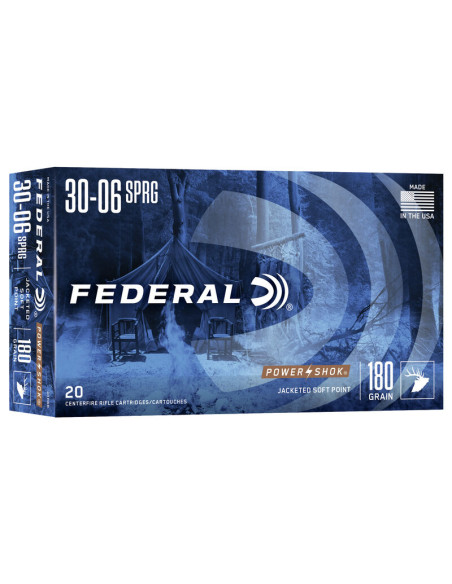Munición metálica FEDERAL Power-Shok - 30-06 - 180 grains - SP - 3006B