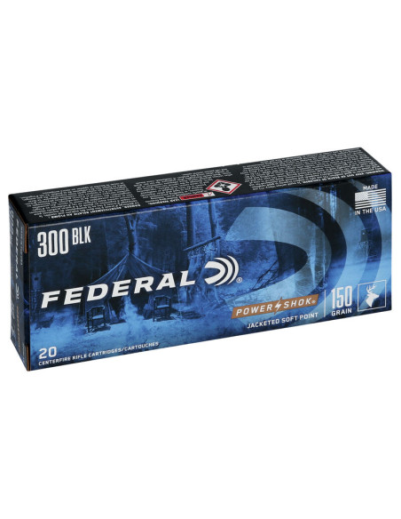 Munición metálica FEDERAL Power-Shok - 300 AAC Blk - 150 grains - SP - 300BLKB