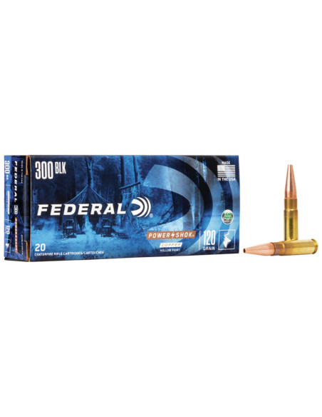 Munición metálica FEDERAL Power-Shok Copper - 300 AAC Blk - 120 grains - HP - 300BLK120LFA