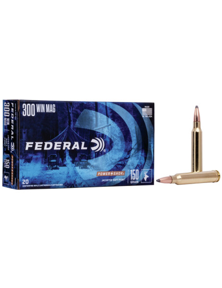 Munición metálica FEDERAL Power-Shok - 300 Win. Mag. - 150 grains - SP - 300WGS