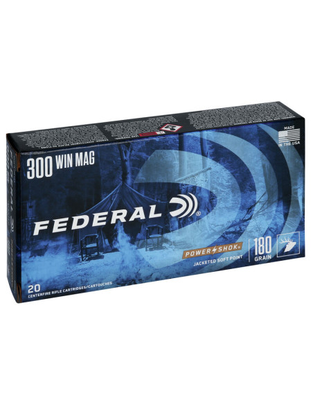 Munición metálica FEDERAL Power-Shok - 300 Win. Mag. - 180 grains - SP - 300WBS
