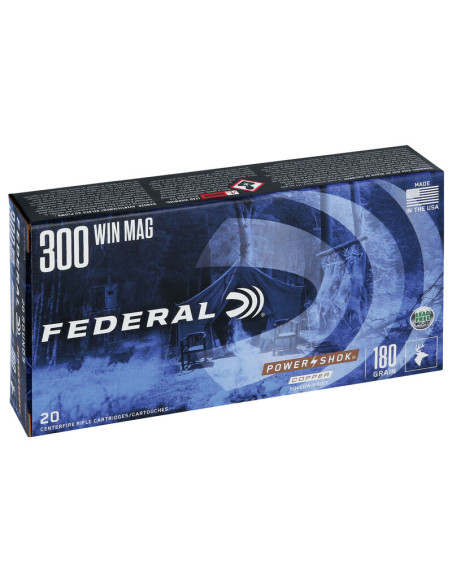 Munición metálica FEDERAL Power-Shok Copper - 300 Win. Mag. - 180 grains - HP - 300W180LFA
