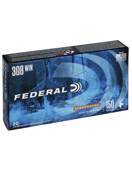 Munición metálica FEDERAL Power-Shok - 308 Win. - 150 grains - SP - 308A