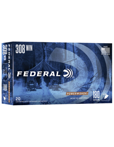 Munición metálica FEDERAL Power-Shok - 308 Win. - 180 grains - SP - 308B