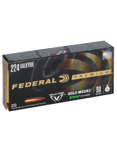 Munición metálica FEDERAL Gold Medal Sierra MatchKing - 224 Valkyrie - 90 grains - GM224VLK1