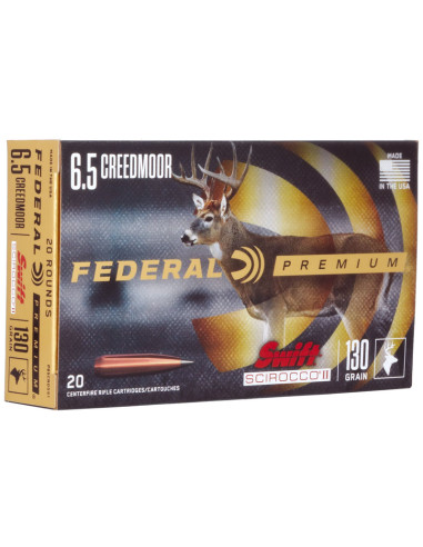 Munición metálica FEDERAL Swift Scirocco II - 6.5 Creedmoor - 130 grains - P65CRDSS1
