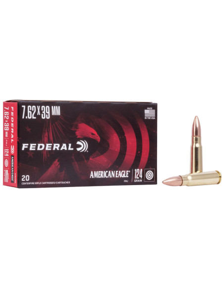 Munición metálica FEDERAL American Eagle - 7.62x39 Soviet - 124 grains - FMJ - A76239A