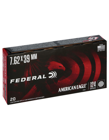 Munición metálica FEDERAL American Eagle - 7.62x39 Soviet - 124 grains - FMJ - A76239A