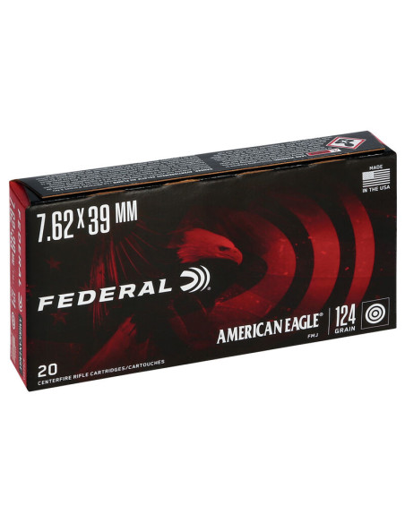 Munición metálica FEDERAL American Eagle - 7.62x39 Soviet - 124 grains - FMJ - A76239A