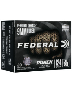 Munición FEDERAL Personal Defense Punch - 9mm. Para. - 124 grains - JHP - PD9P1
