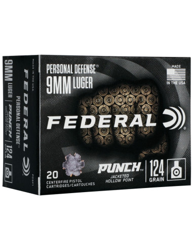 Munición FEDERAL Personal Defense Punch - 9mm. Para. - 124 grains - JHP - PD9P1
