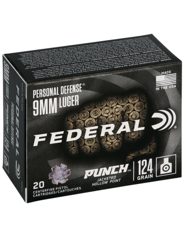 Munición FEDERAL Personal Defense Punch - 9mm. Para. - 124 grains - JHP - PD9P1