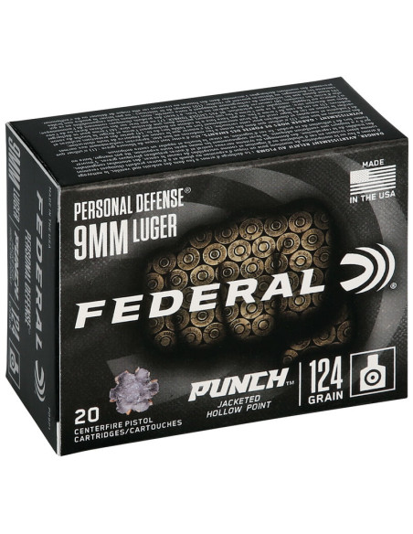Munición FEDERAL Personal Defense Punch - 9mm. Para. - 124 grains - JHP - PD9P1