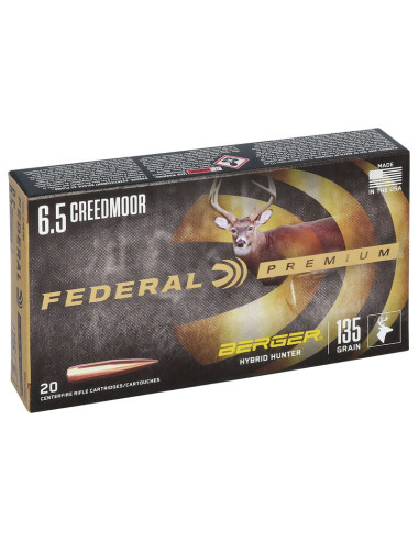 Munición metálica FEDERAL Berger Híbrid Hunter - 6.5 Creedmoor - 135 grains - P65CRDBCH1