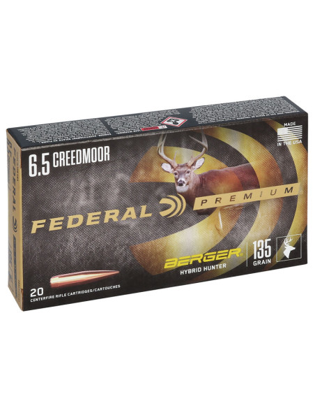 Munición metálica FEDERAL Berger Híbrid Hunter - 6.5 Creedmoor - 135 grains - P65CRDBCH1