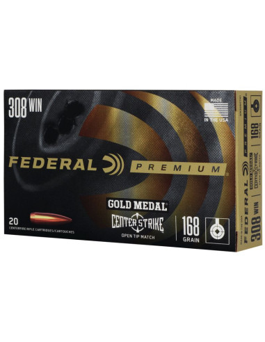 Munición metálica FEDERAL Gold Medal CenterStrike - 308 Win. - 168 grains - GM308OTM1