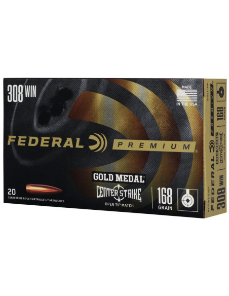 Munición metálica FEDERAL Gold Medal CenterStrike - 308 Win. - 168 grains - GM308OTM1