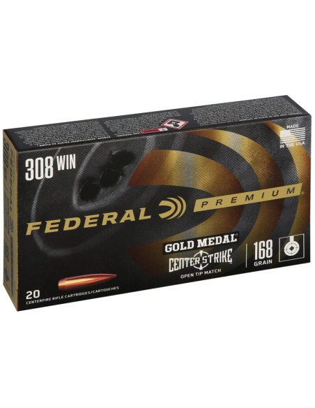 Munición metálica FEDERAL Gold Medal CenterStrike - 308 Win. - 168 grains - GM308OTM1