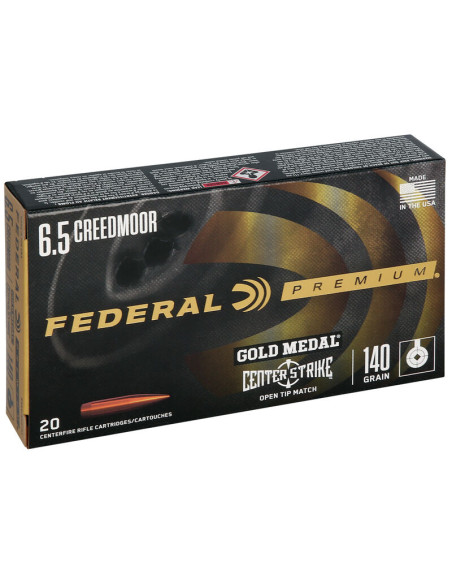 Munición metálica FEDERAL Gold Medal CenterStrike - 6.5 Creedmoor - 140 grains - GM65CRDOTM1