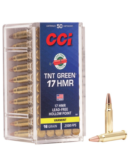 Munición metálica CCI TNT Green - 17 HMR - 16 grains - JHP - 951