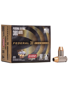 Munición FEDERAL Personal Defense Hydra-Shok Low Recoil - 9mm. corto - 90 grains - JHP - PD380HS1 H