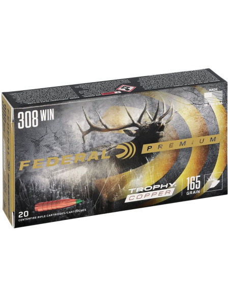 Munición metálica FEDERAL Trophy Copper - 308 Win. - 165 grains - P308TC2