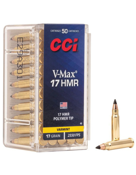 Munición metálica CCI V-MAX - 17 HMR - 17 grains - 49