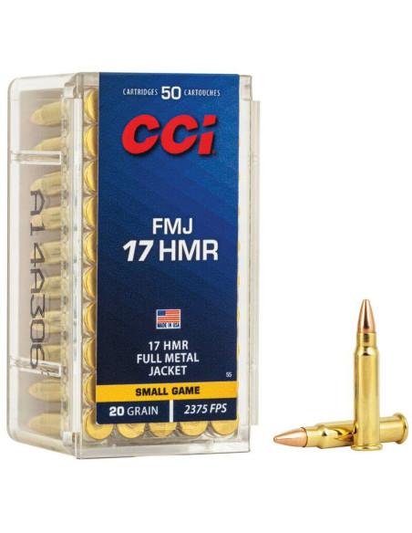 Munición metálica CCI - 17 HMR - 20 grains - FMJ - 55
