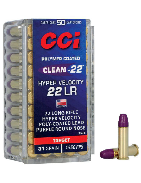 Munición CCI Clean-22 Hyper Velocity - .22 LR - 31 grains - LN - 954CC