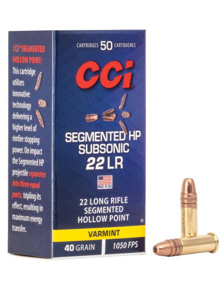 Munición CCI Segmented HP - .22 LR - 40 grains - SHP - 74