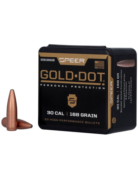 Puntas de bala SPEER Gold Dot SP - .308" - 168 grains -308168GDB
