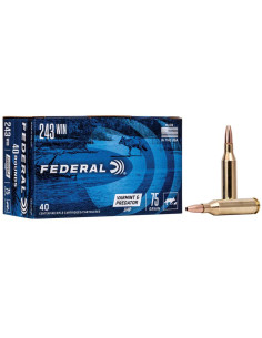 Munición metálica FEDERAL Varmint & Predator - 243 Win. - 75 grains - JHP - AE24375VP