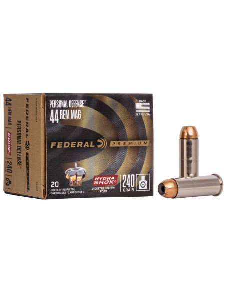 Munición FEDERAL Personal Defense Hydra-Shok - 44 Rem. Mag. - 240 grains - JHP - P44HS1