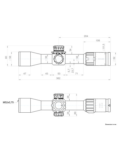 Dimensiones del visor KAHLES K328i