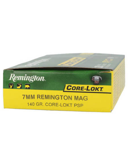 Munición metálica REMINGTON CORE-LOKT - 7mm. Rem. Mag. - 140 grains - 28821