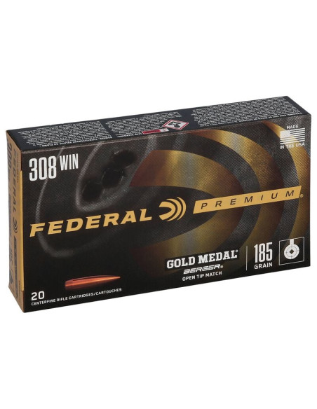 Munición metálica FEDERAL Gold Medal Berger - 308 Win. - 185 grains - GM308BH185