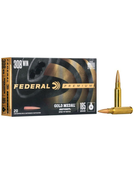 Munición metálica FEDERAL Gold Medal Berger - 308 Win. - 185 grains - GM308BH185