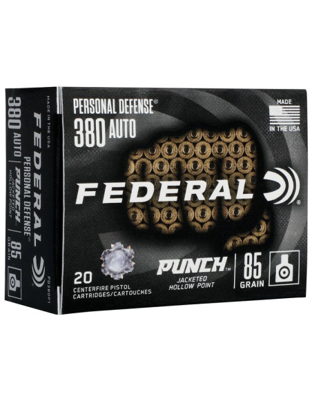 Munición FEDERAL Personal Defense Punch - 9mm. corto - 85 grains - JHP - PD380P1