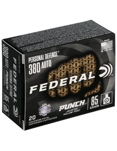 Munición FEDERAL Personal Defense Punch - 9mm. corto - 85 grains - JHP - PD380P1