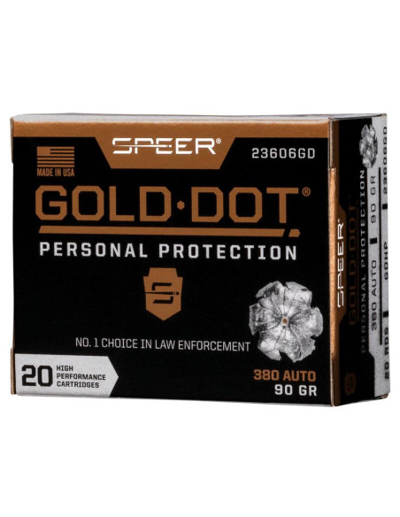 Munición SPEER Gold Dot - 9mm. corto - 90 grains - GDHP - 23606GD