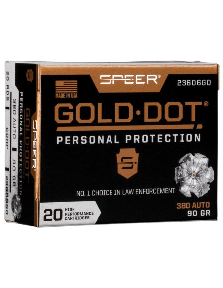 Munición SPEER Gold Dot - 9mm. corto - 90 grains - GDHP - 23606GD