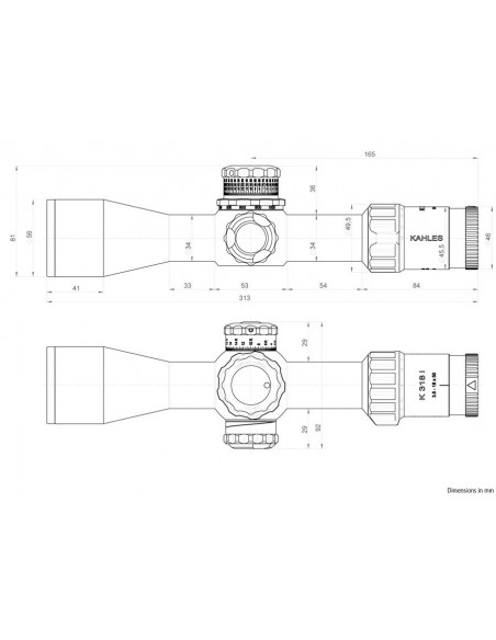 Medidas Visor KAHLES K318i - 3.5-18x50 CCW