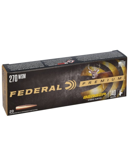 Munición metálica FEDERAL Berger Hibrid Hunter - 270 WSM - 140 grains - P270WSMBCH1