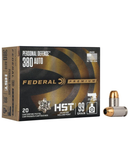 Munición FEDERAL Personal Defense HST - 9mm. corto- 99 grains - JHP - P380HST1S
